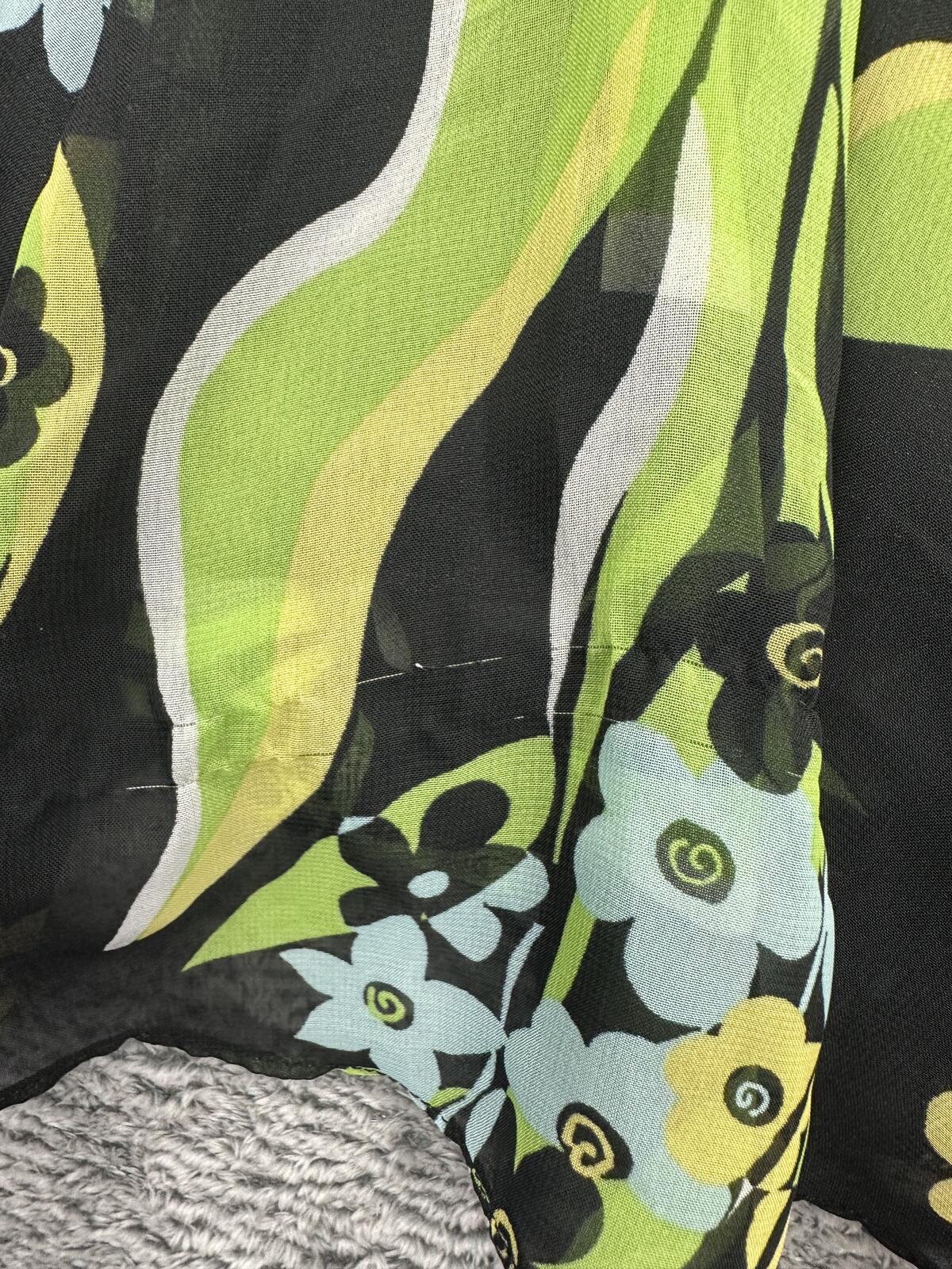 Studio 1940 Y2K Fairycore Black Floral Fit and Flare Dress Green Blue