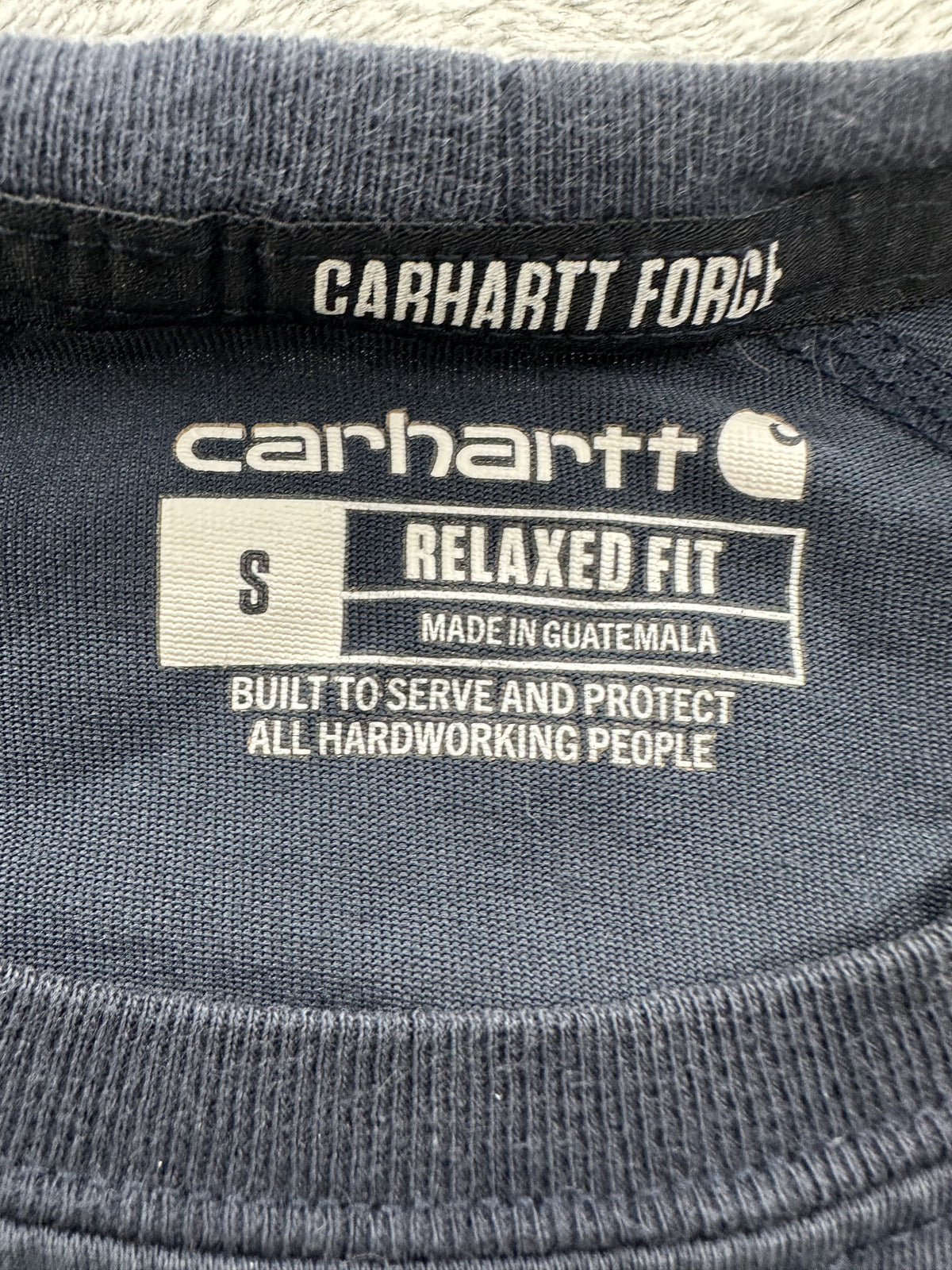 Carhartt Force Relaxed Fit Navy T Shirt with Chest Pocket