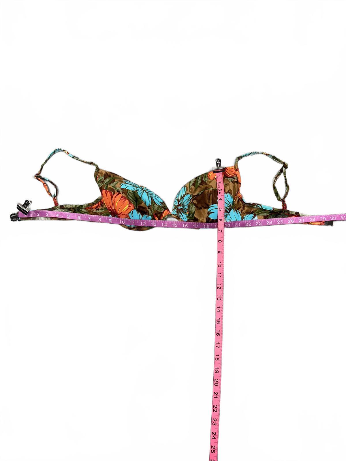 St. John's Bay Y2K Tropical Floral Push Up Bikini Blue Orange Vacation Swimwear
