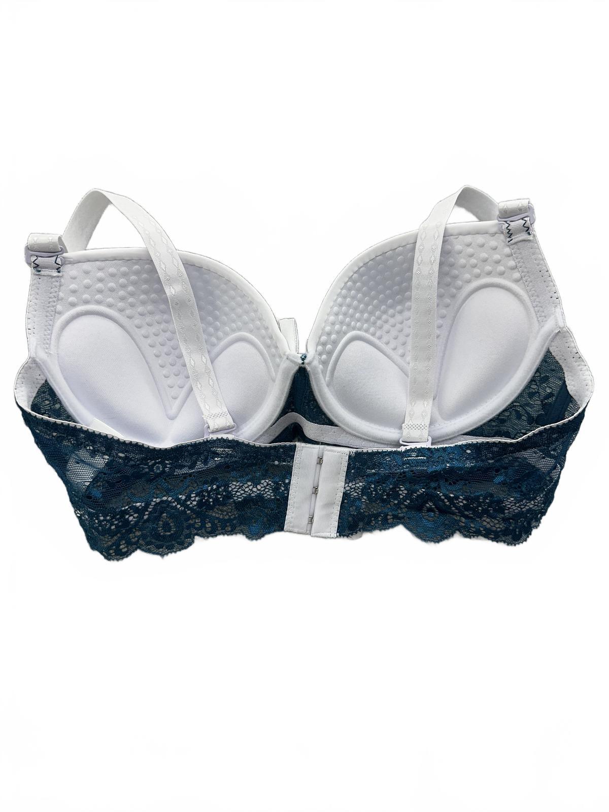 White and Blue Lace Bra Feminine Vintage Style Underwire