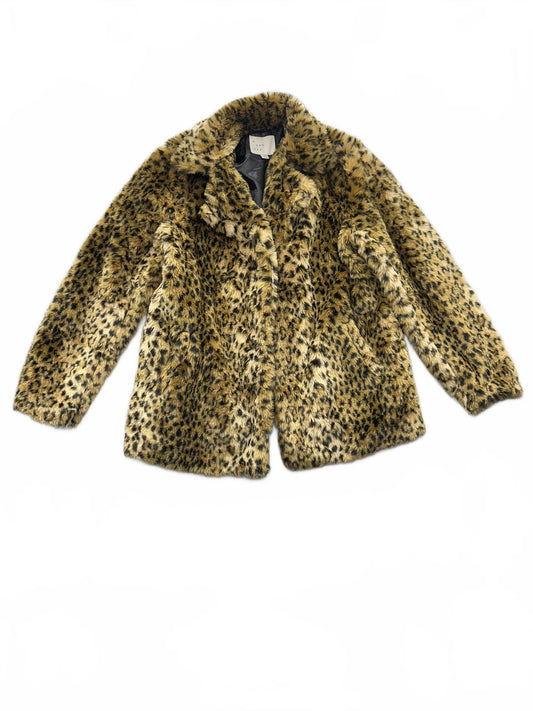 A New Day Faux Fur Leopard Print Coat Y2K Vintage Glam Pea Coat
