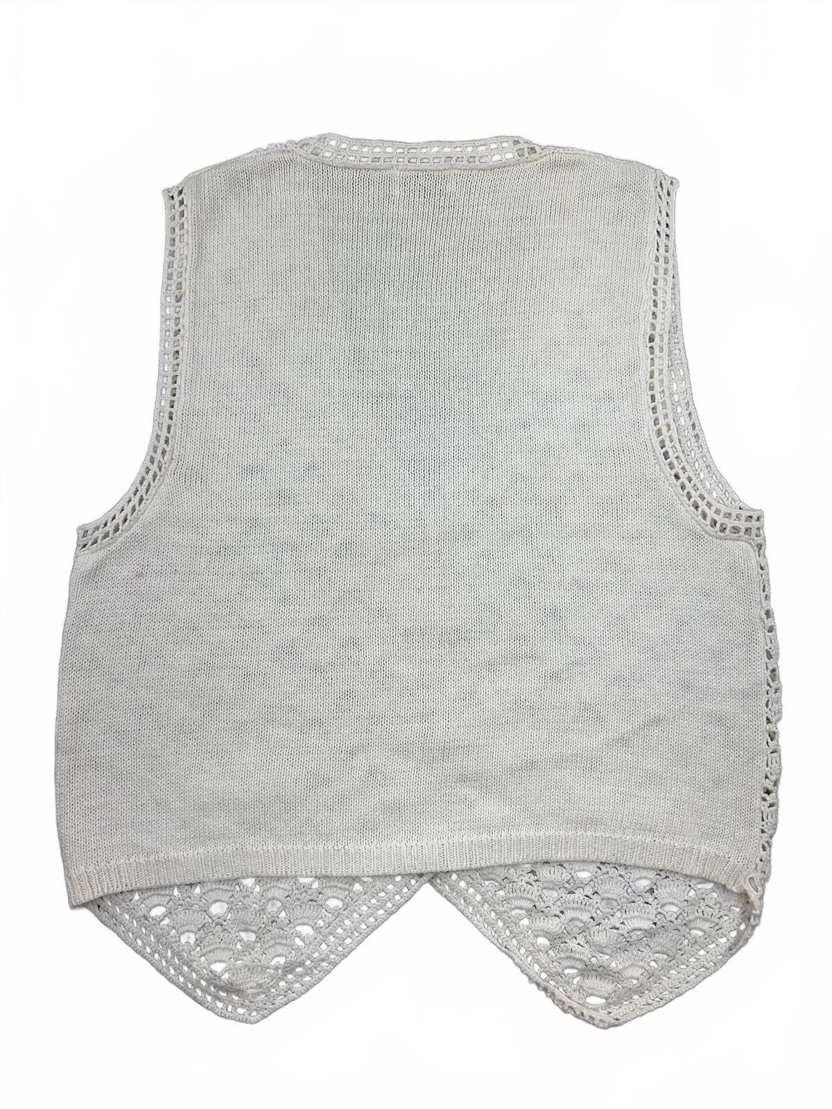 Sostanza Contemporary Apparel Crochet Vest Cream Lace Knit Boho Fairycore Layer