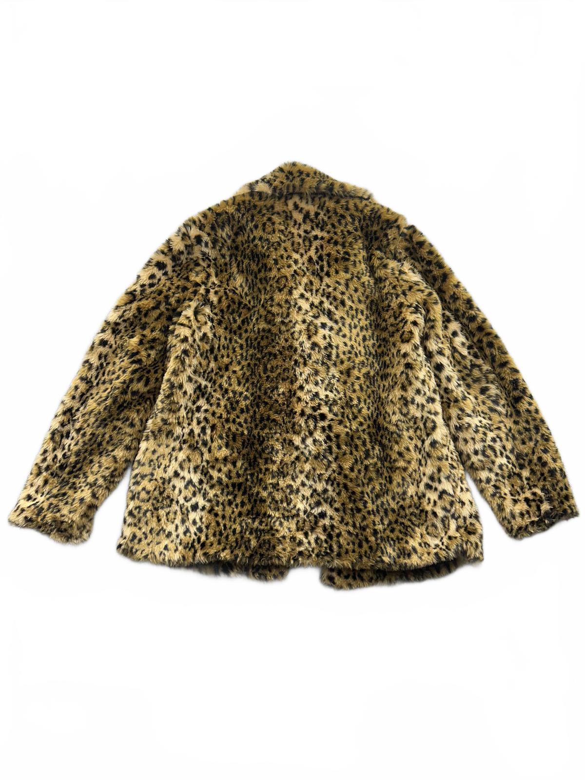 A New Day Faux Fur Leopard Print Coat Y2K Vintage Glam Pea Coat