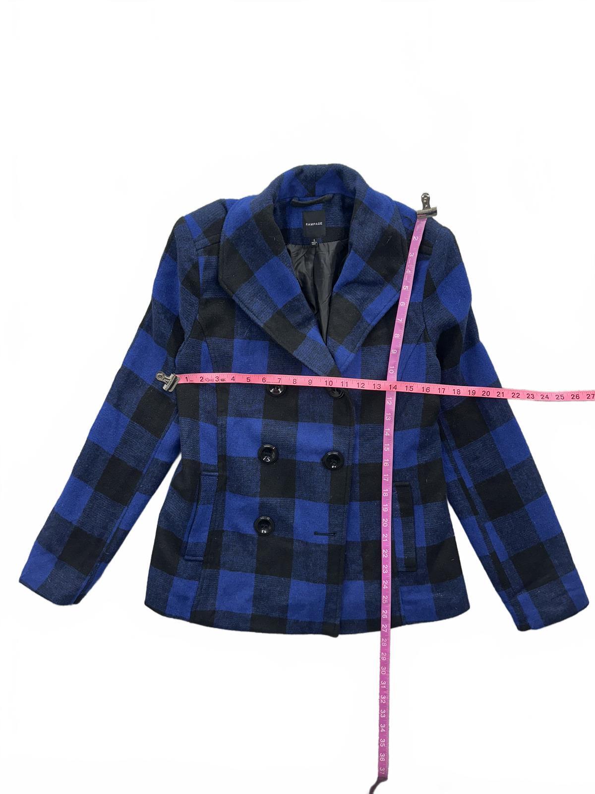 Rampage Blue and Black Plaid Peacoat Jacket Classic Fall Winter Outerwear
