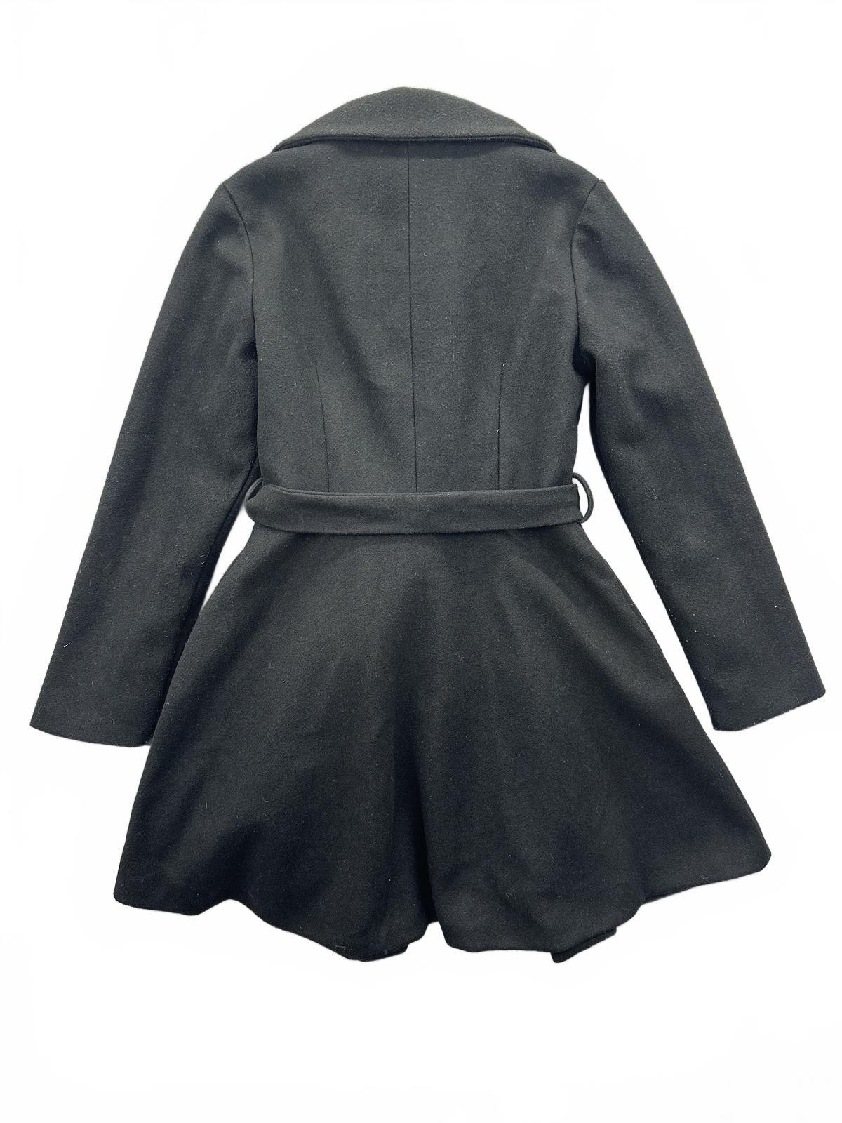 Belle Pogue Black Tie Belt Coat Classic Minimalist Chic Outerwear
