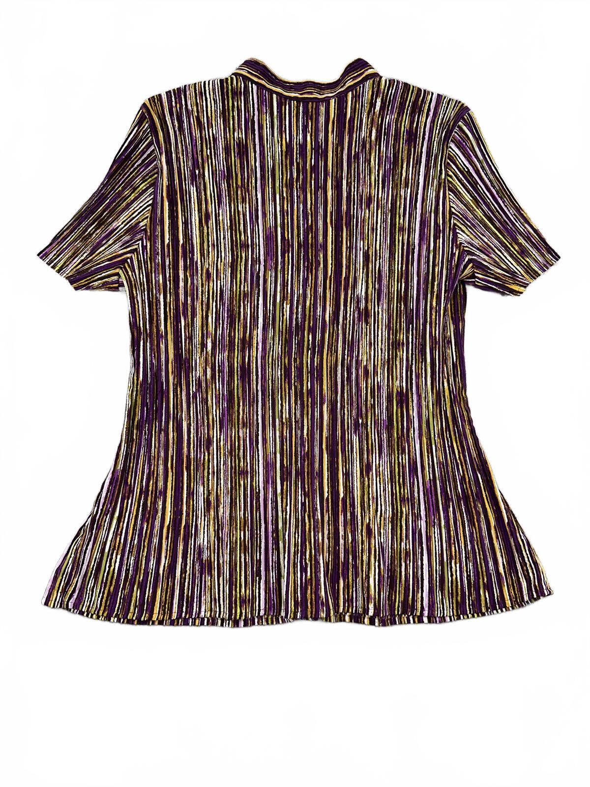 Laura Scott Y2K Purple Striped Mandarin Collar Top