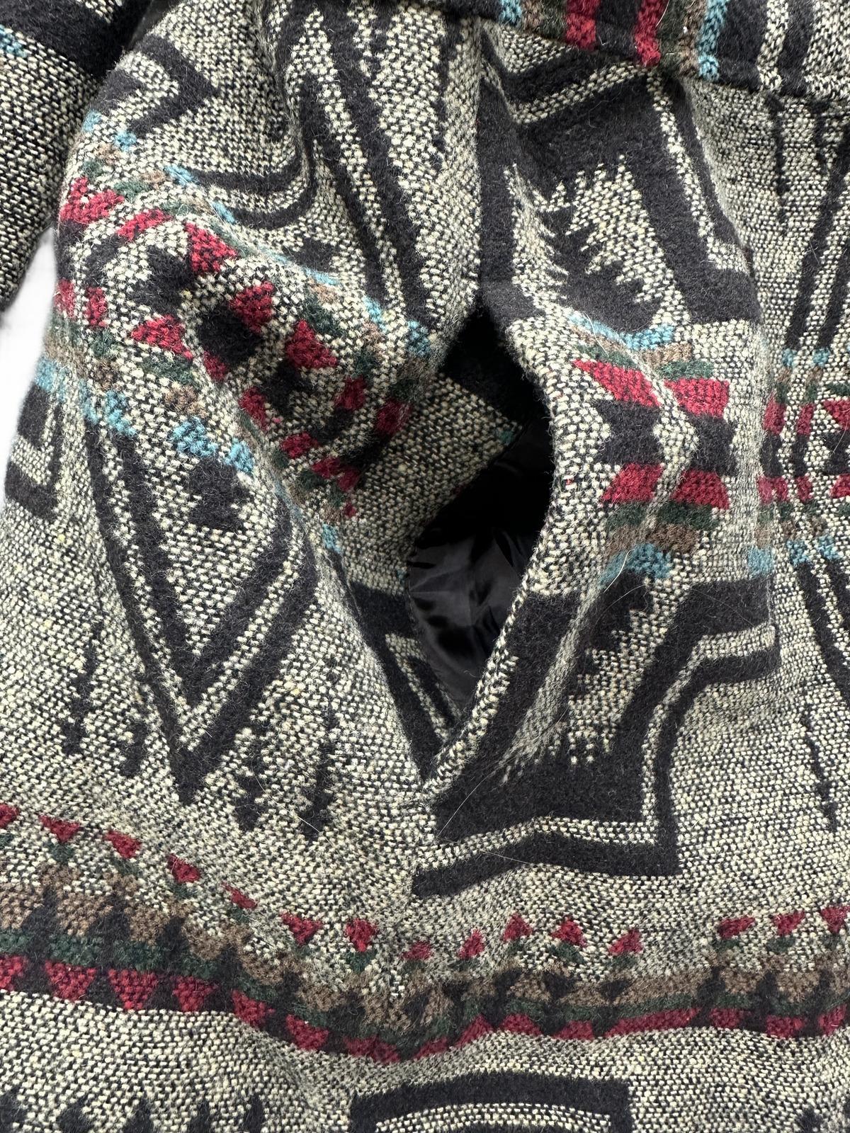 Mossimo Supply Co Aztec Pattern Hooded Coat with Waist Tie Beige Black Boho