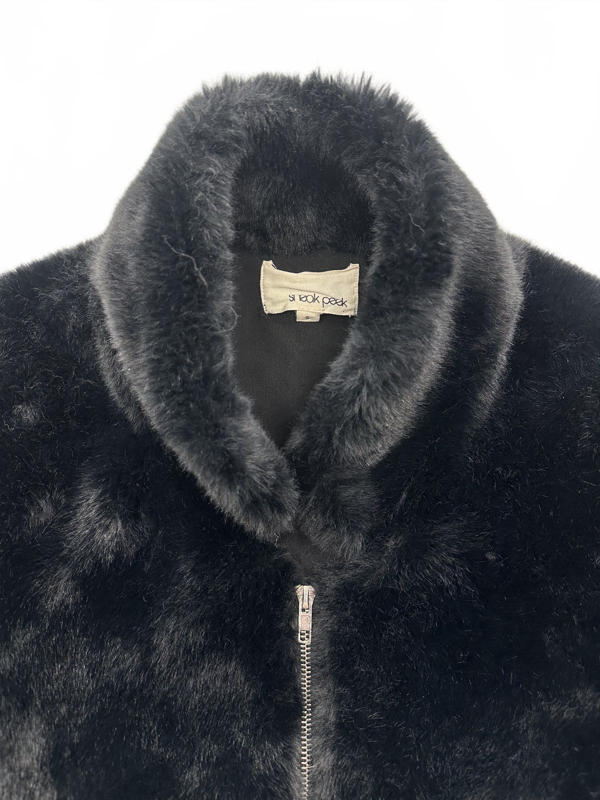 Sneak Peek Black Faux Fur Jacket Cozy Chic Vintage Inspired Winter Outerwear