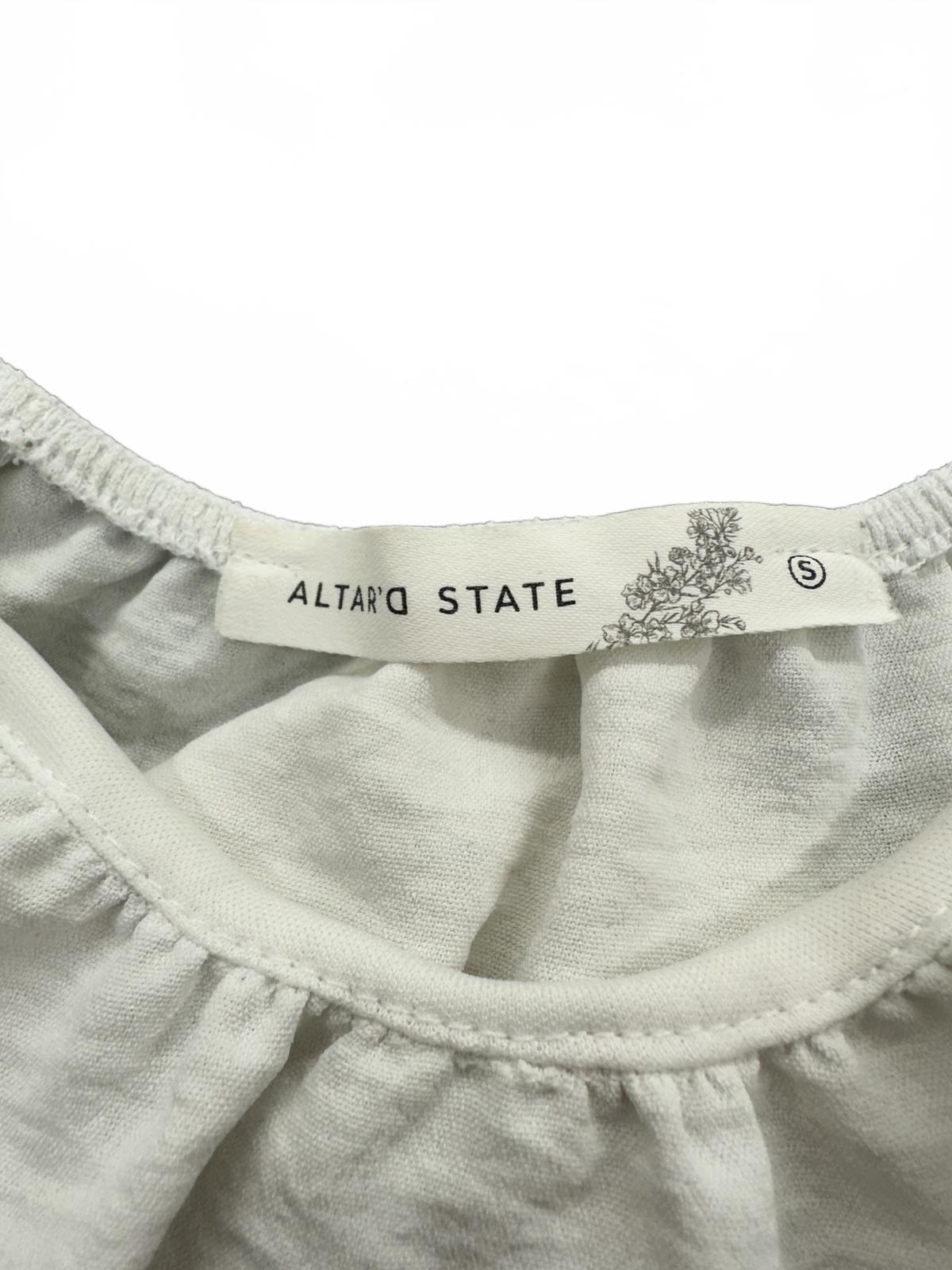 Altar'd State White Puff Sleeve Peplum Crop Top Fairycore Blouse