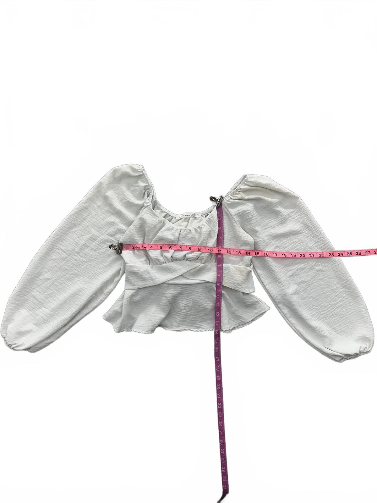 Altar'd State White Puff Sleeve Peplum Crop Top Fairycore Blouse