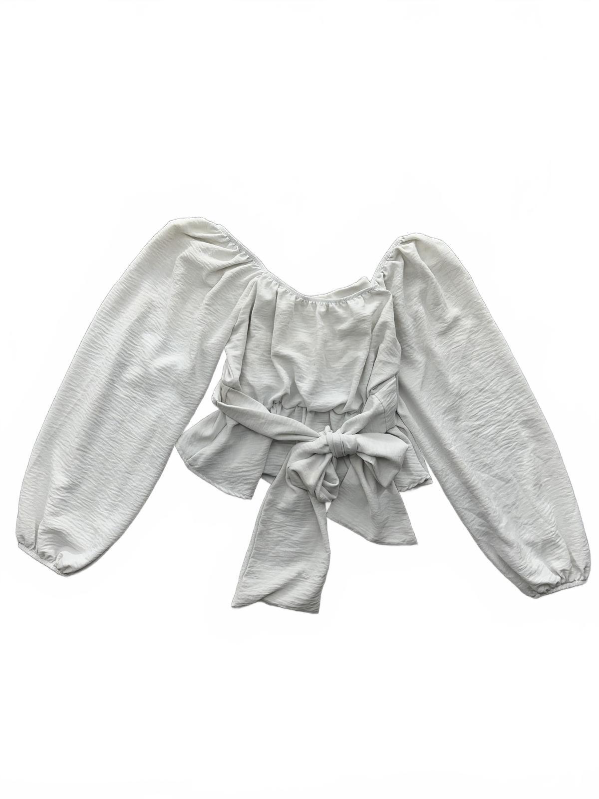 Altar'd State White Puff Sleeve Peplum Crop Top Fairycore Blouse