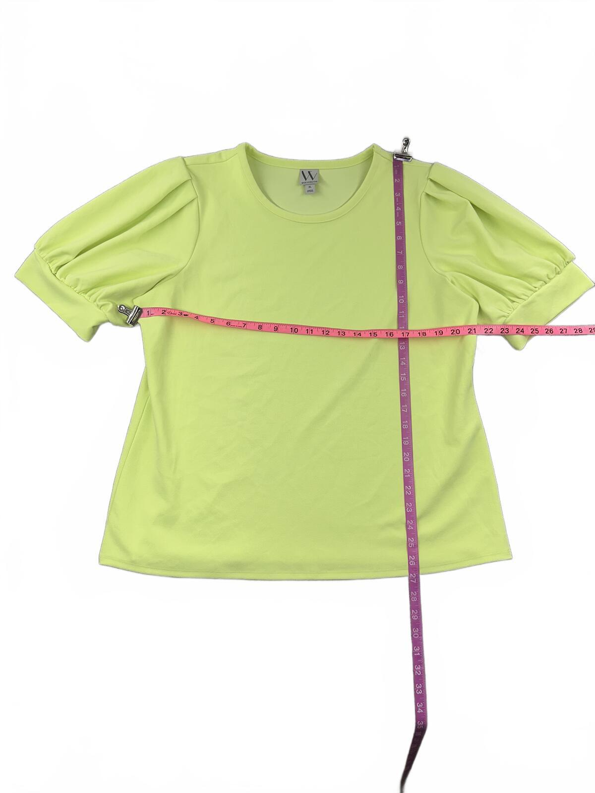NWT Worthington Lime Green Puff Sleeve Tee