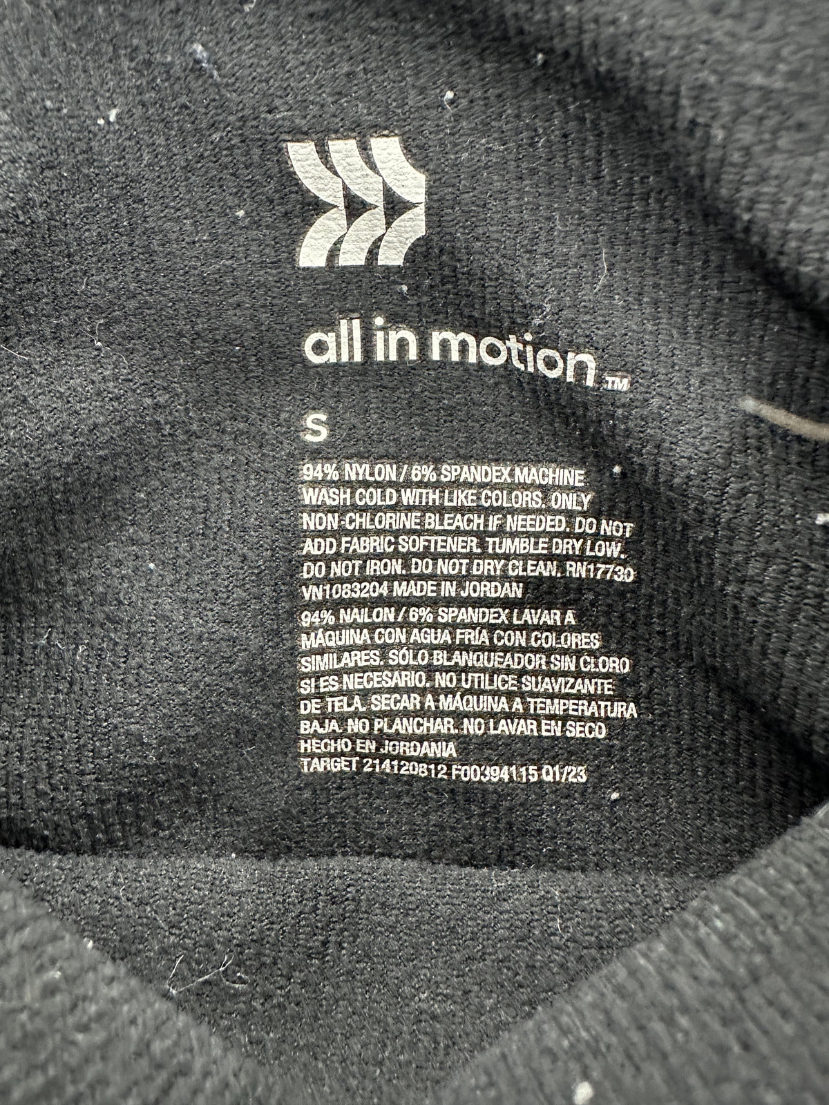 All In Motion Black Long Sleeve Crop Top Y2K Casual Sporty