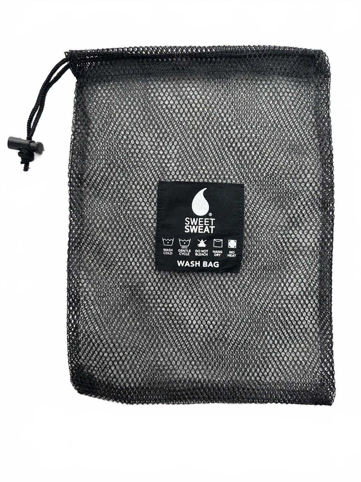Sweet Sweat Black Mesh Wash Bag Drawstring Gym Accessory Travel Laundry Bag