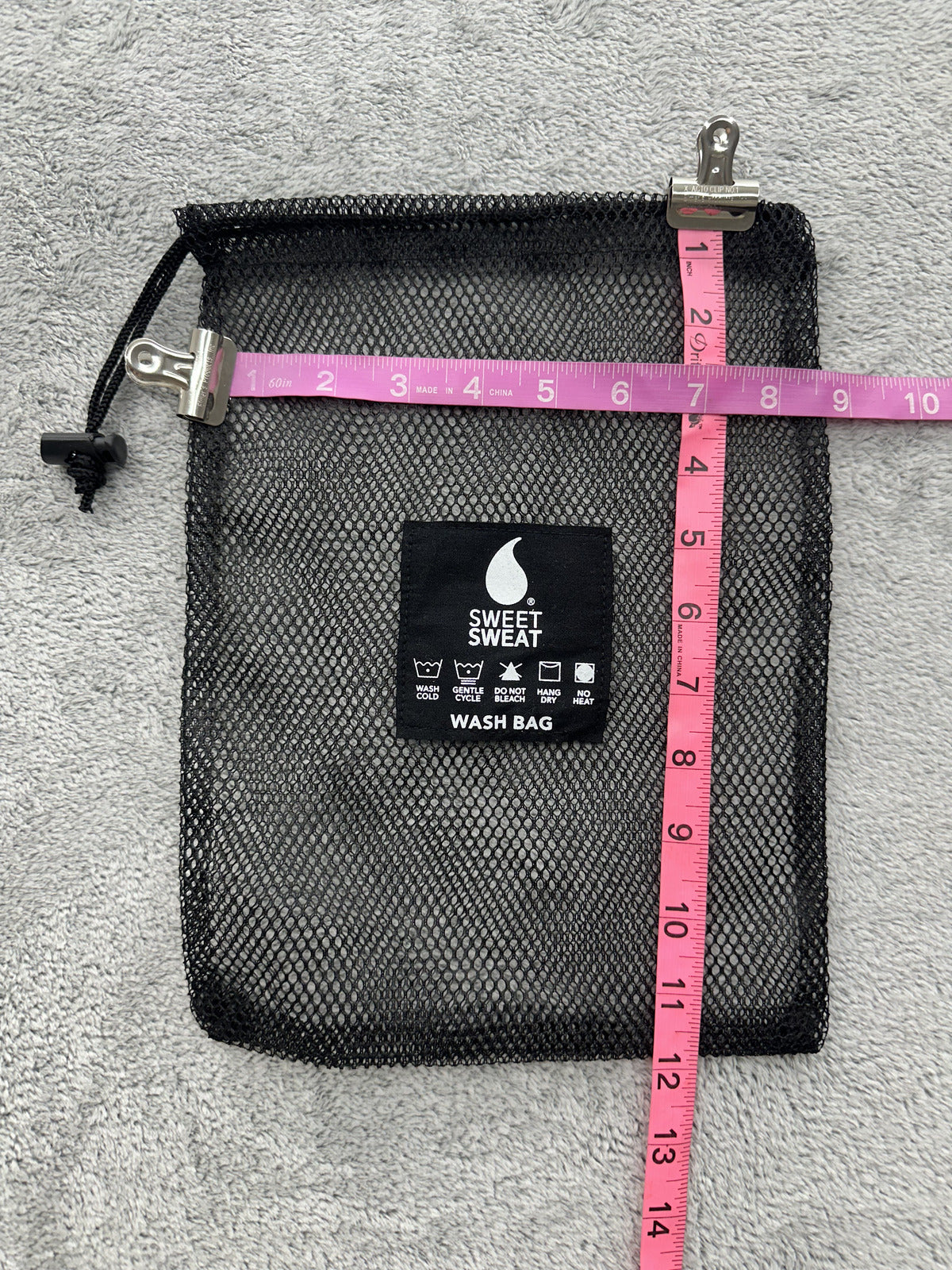 Sweet Sweat Black Mesh Wash Bag Drawstring Gym Accessory Travel Laundry Bag