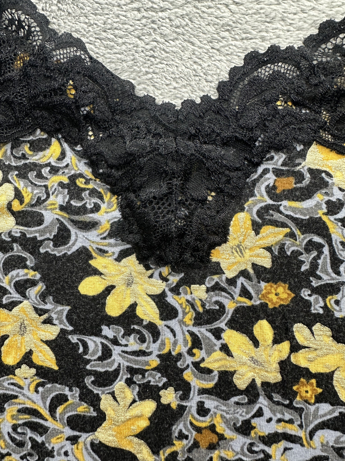 Lane Bryant Lace Cami Black Yellow Floral Vintage Inspired Charm