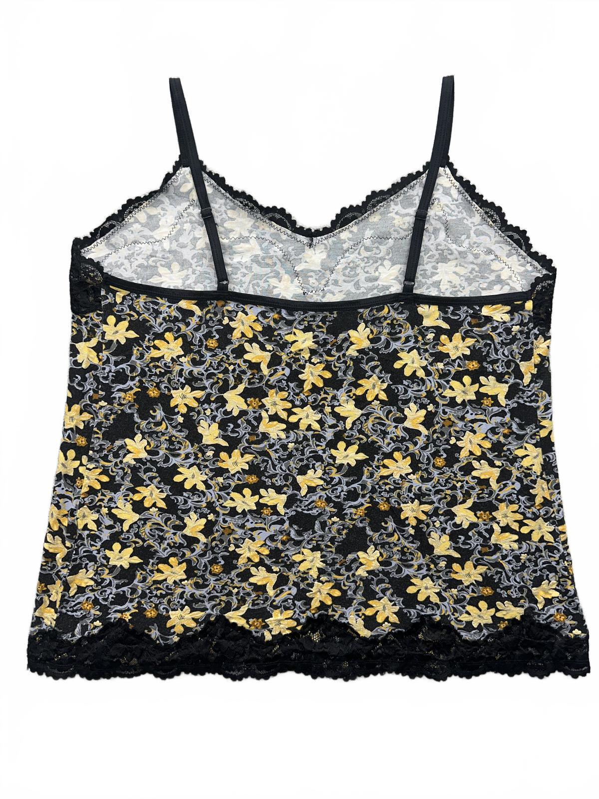 Lane Bryant Lace Cami Black Yellow Floral Vintage Inspired Charm