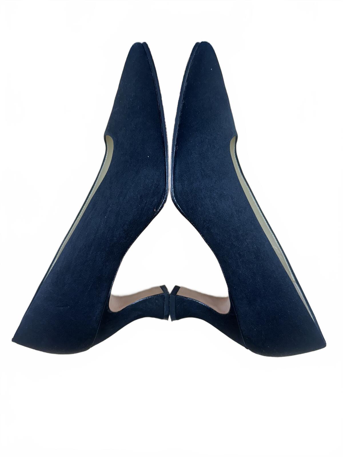 Nine West Black Suede Pointed Toe Kitten Heel Pumps Classic Y2K