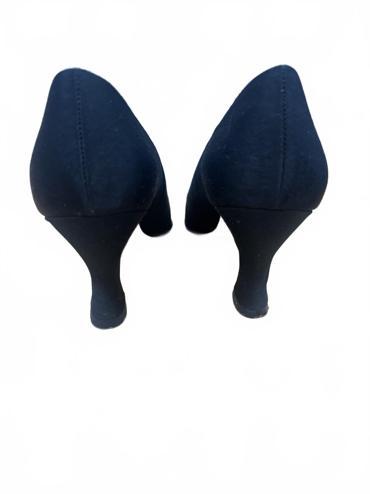 Nine West Black Suede Pointed Toe Kitten Heel Pumps Classic Y2K