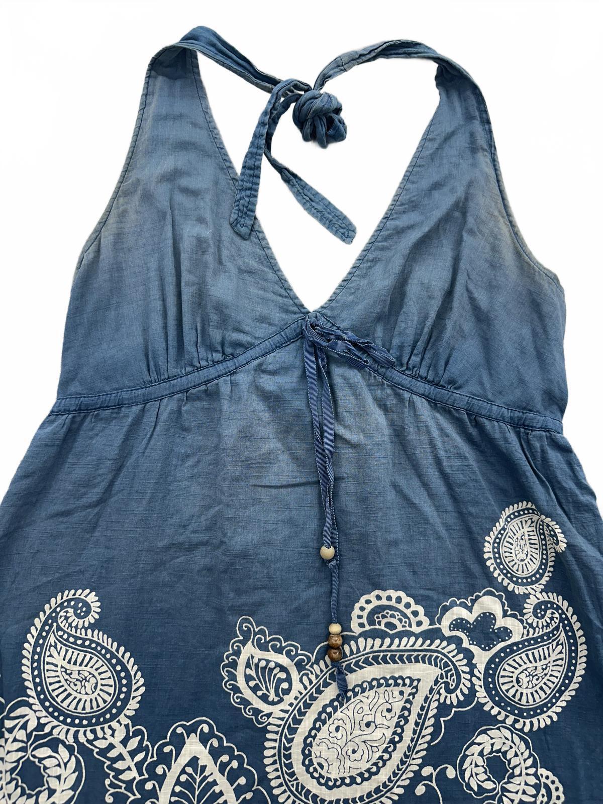 Aeropostale Blue and White Paisley Bohemian Maxi Dress