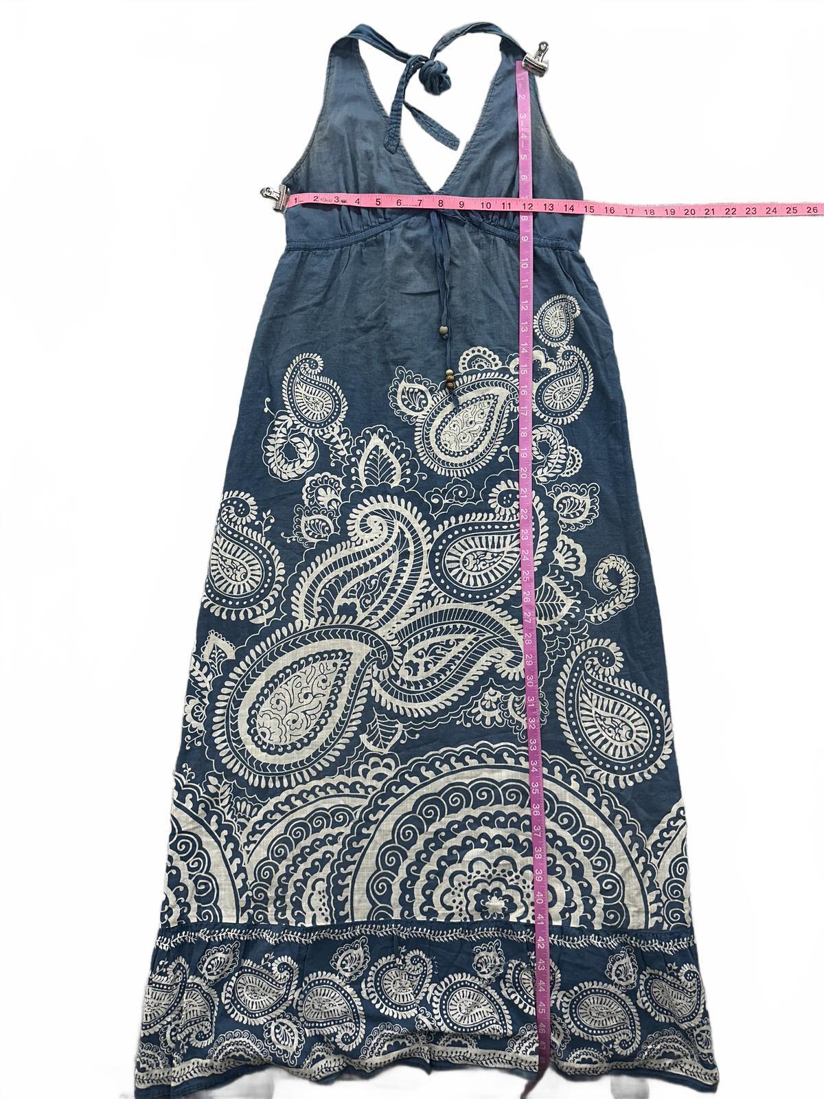 Aeropostale Blue and White Paisley Bohemian Maxi Dress