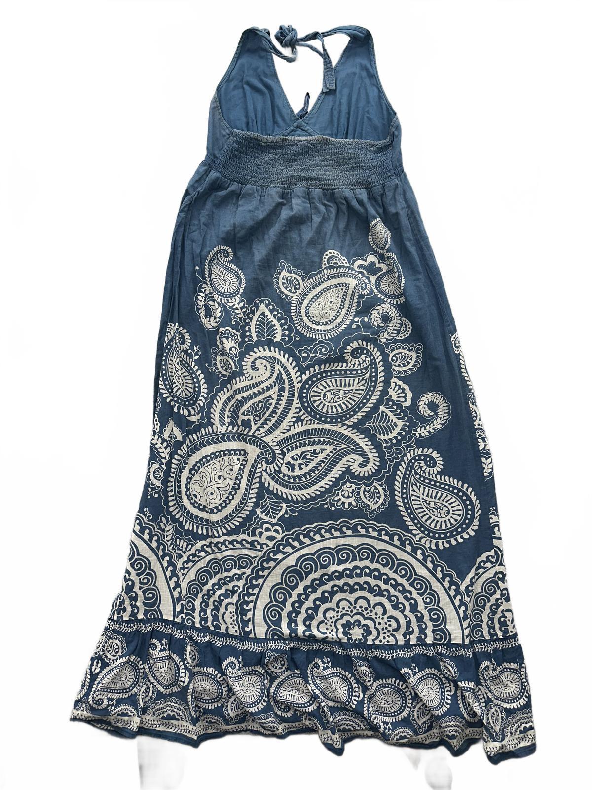 Aeropostale Blue and White Paisley Bohemian Maxi Dress
