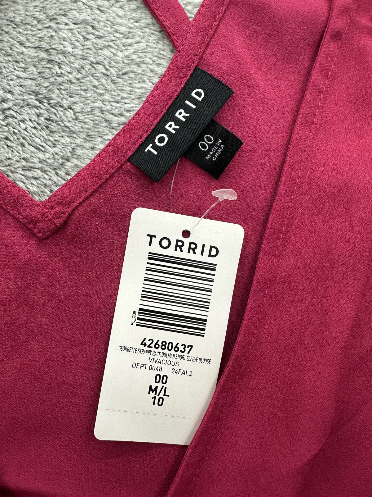 NWT Torrid Vividacious Rose Deep V Neck Blouse with Strappy Back
