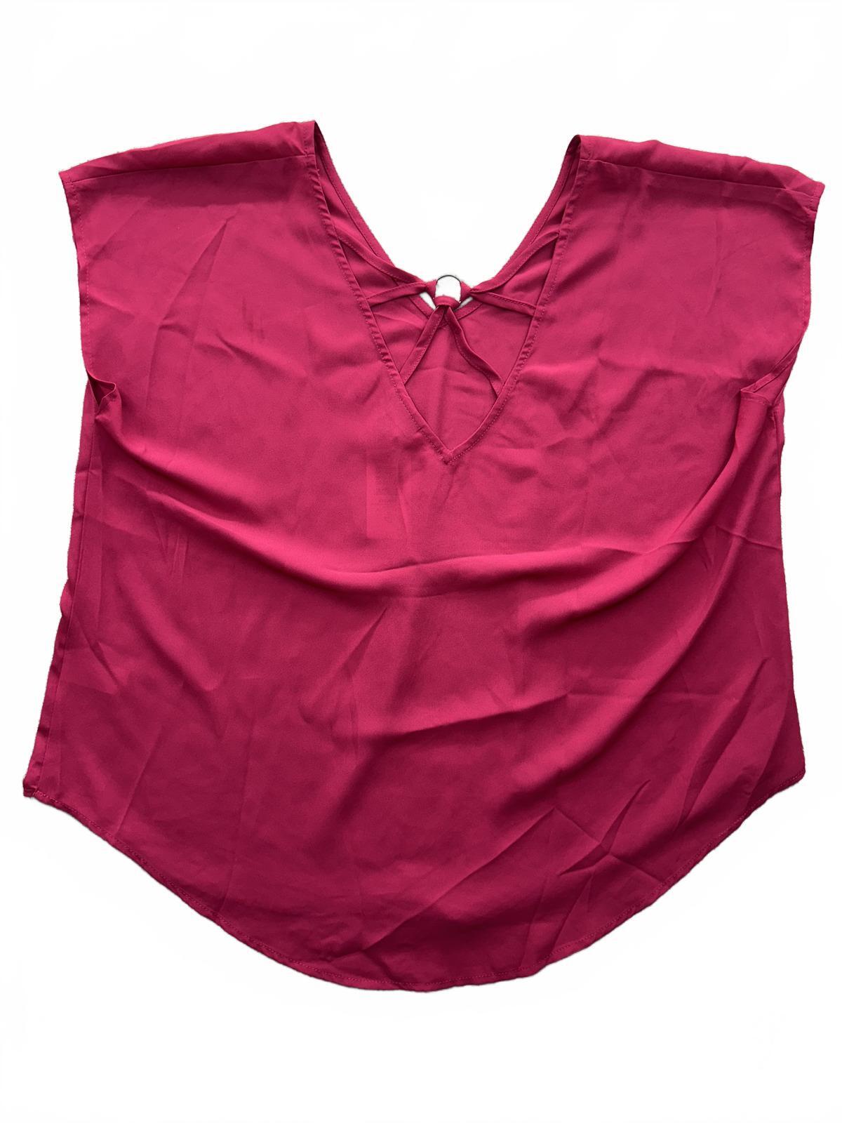 NWT Torrid Vividacious Rose Deep V Neck Blouse with Strappy Back