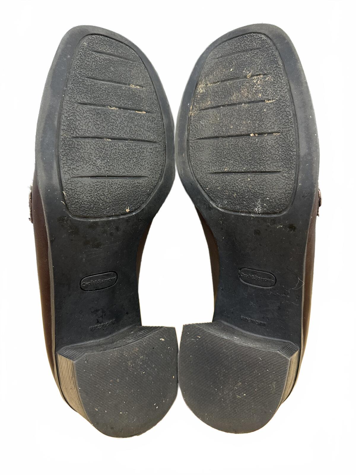 Croft & Barrow Brown Leather Mule Clogs Chunky Block Heel Buckle Strap