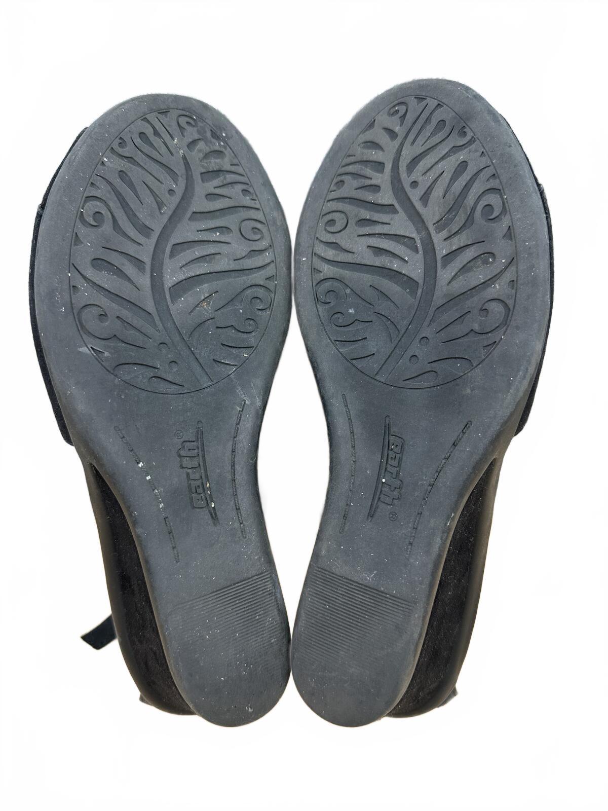 Earth Black Suede Wedge Sandals Y2K Boho Ankle Strap Open Toe Shoes