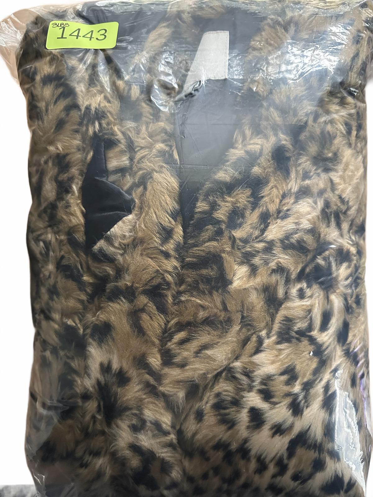 A New Day Faux Fur Leopard Print Coat Y2K Vintage Glam Pea Coat