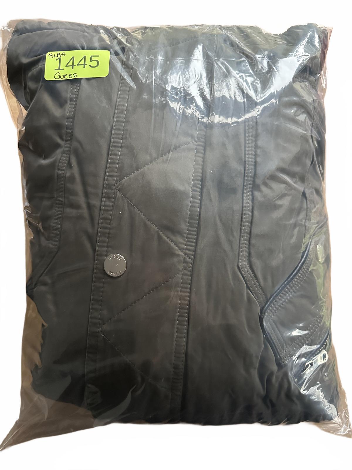 GUESS Olive Green Y2K Parka Jacket with Faux Fur Hood and Lace Up Sleeve Details