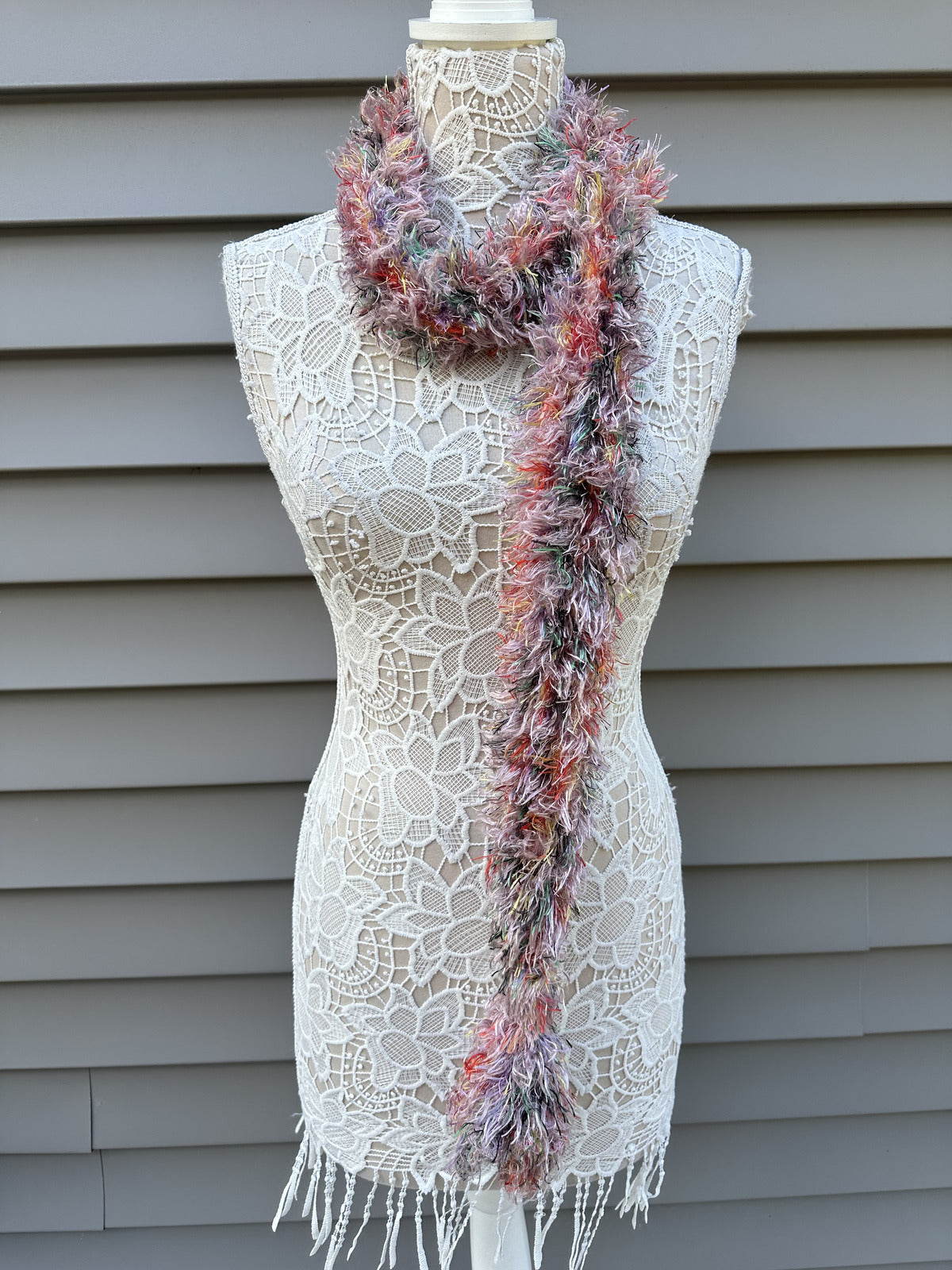 Handmade Multicolor Fuzzy Scarf Cozy Bohemian Eclectic Winter Accessory
