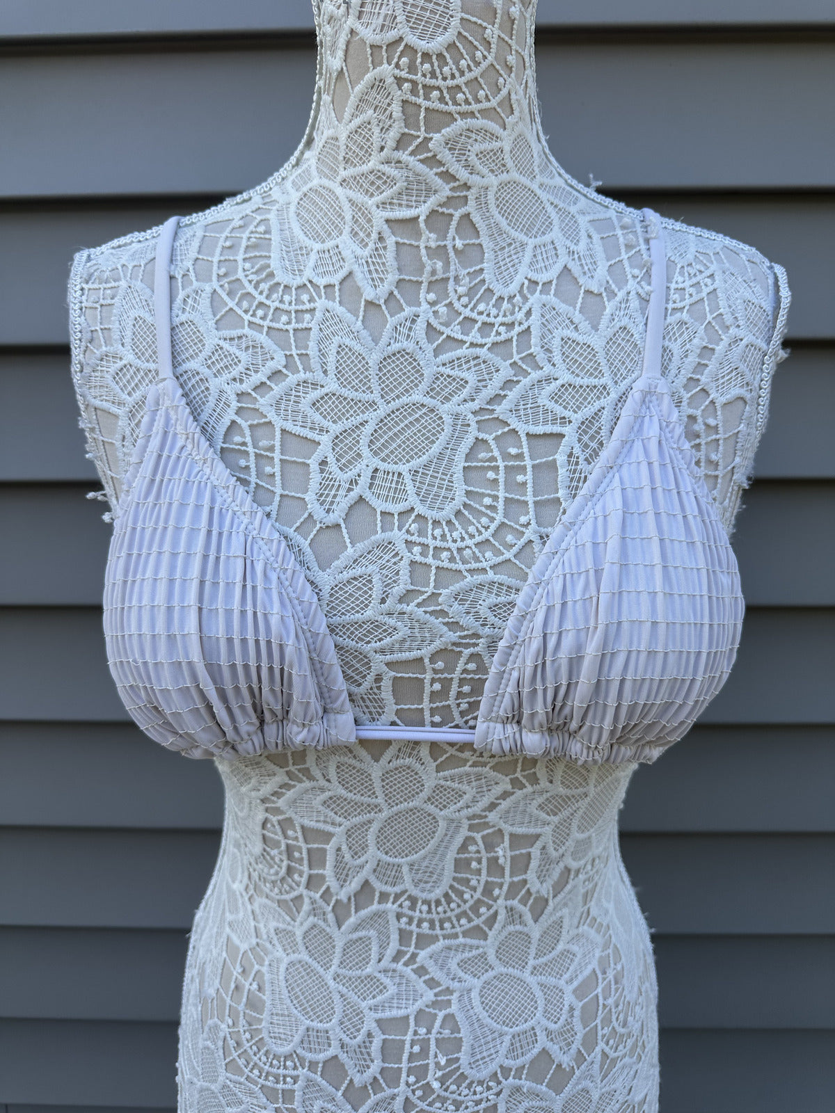 Wild Fable White Textured Triangle Bikini Top Minimalist Summer Beachwear