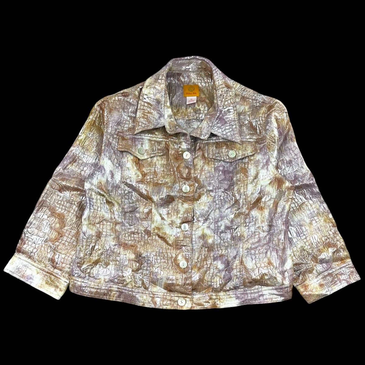 Ruby Rd. Metallic Iridescent Crinkle Texture Jacket Purple Gold Eclectic