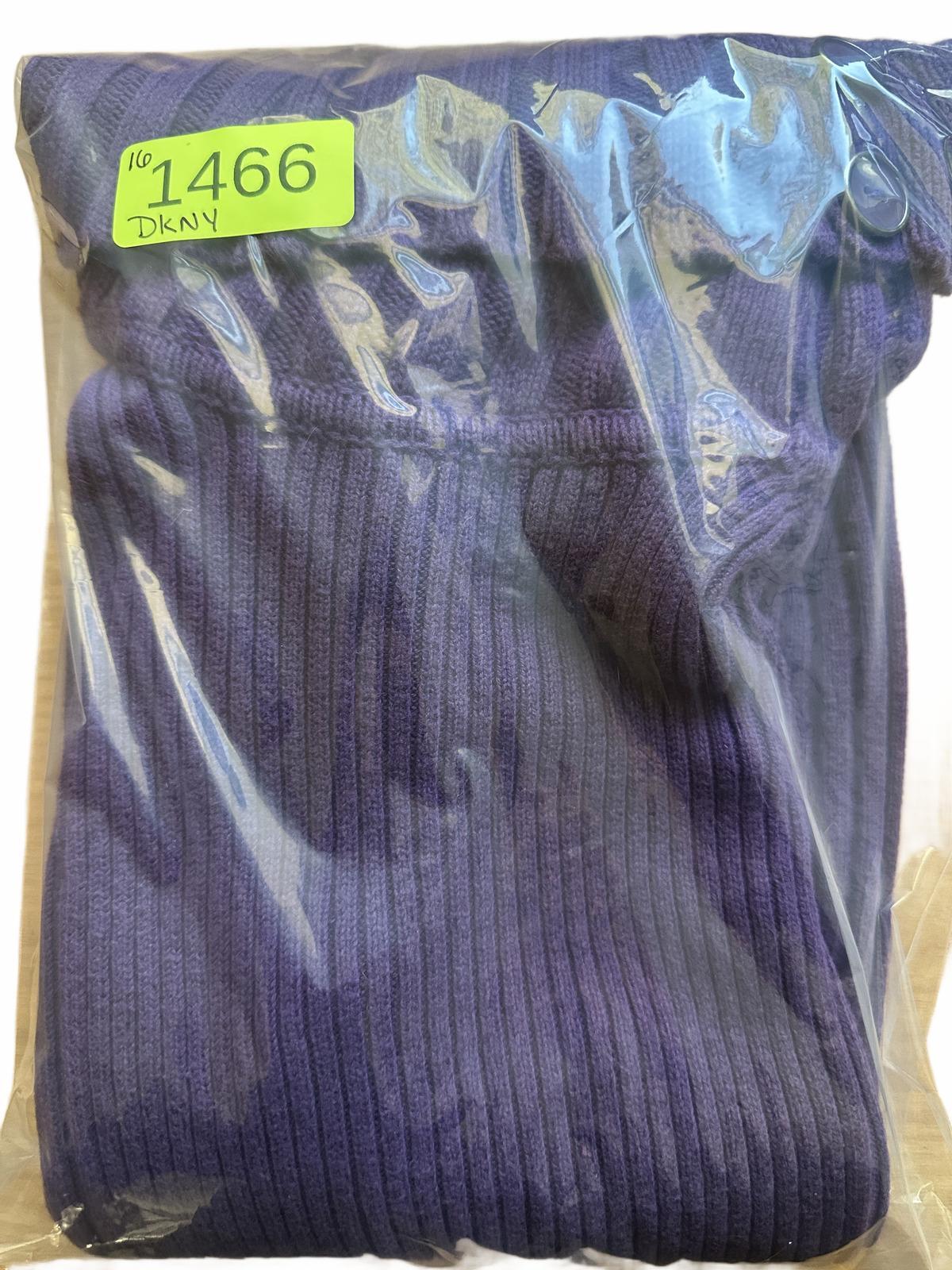 DKNY Jeans Purple Ribbed Turtleneck Sweater with Button Detail Cozy Fall/Winter
