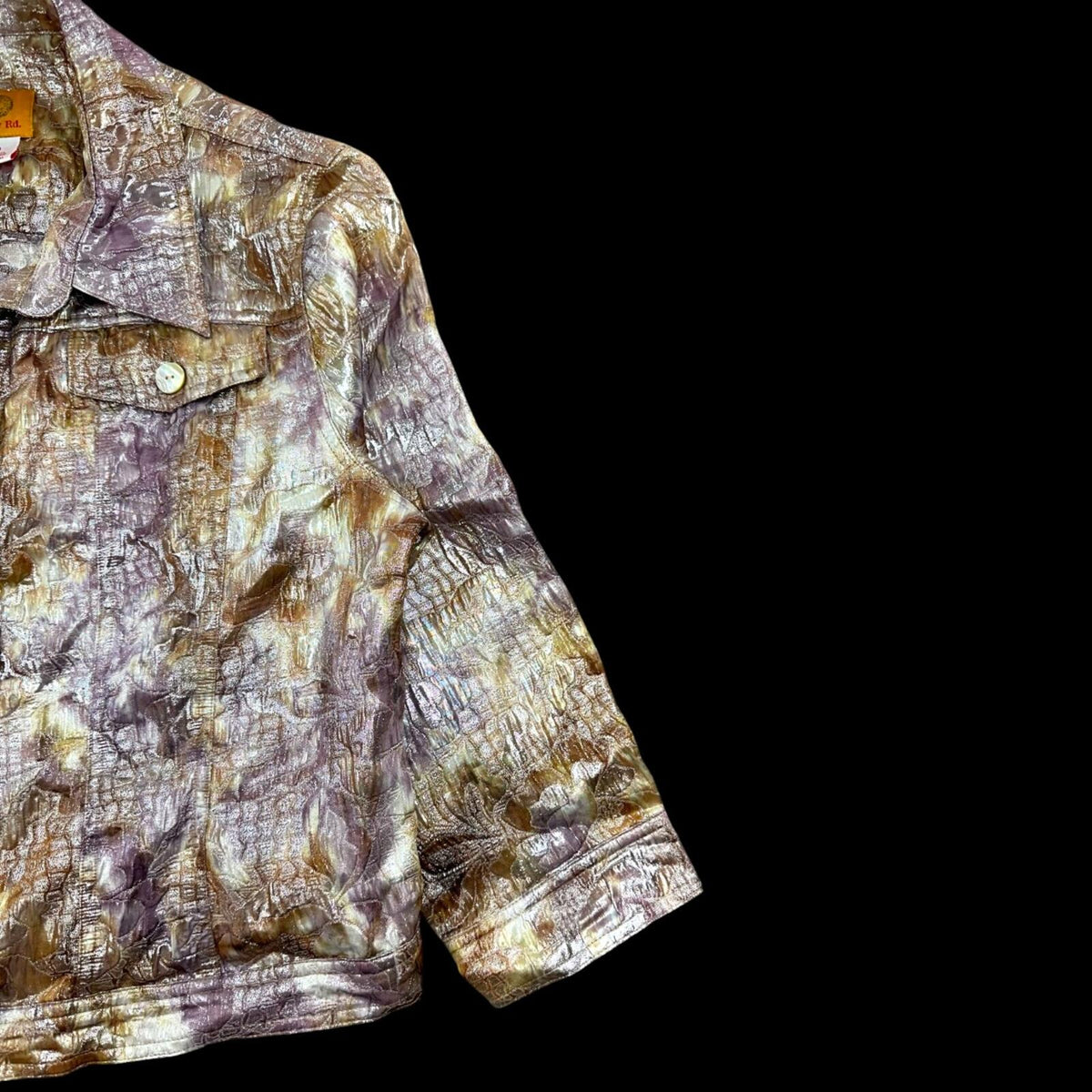 Ruby Rd. Metallic Iridescent Crinkle Texture Jacket Purple Gold Eclectic