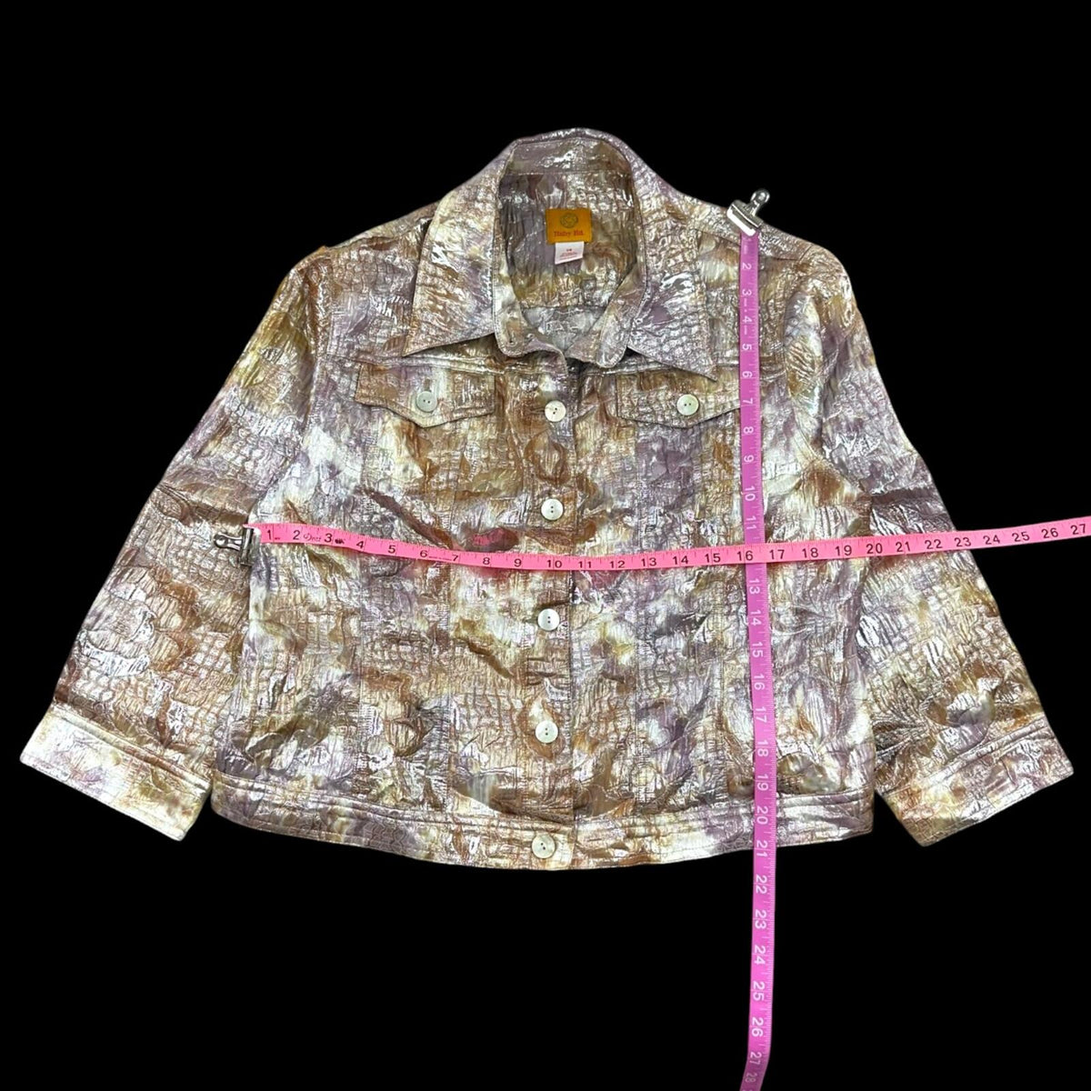 Ruby Rd. Metallic Iridescent Crinkle Texture Jacket Purple Gold Eclectic
