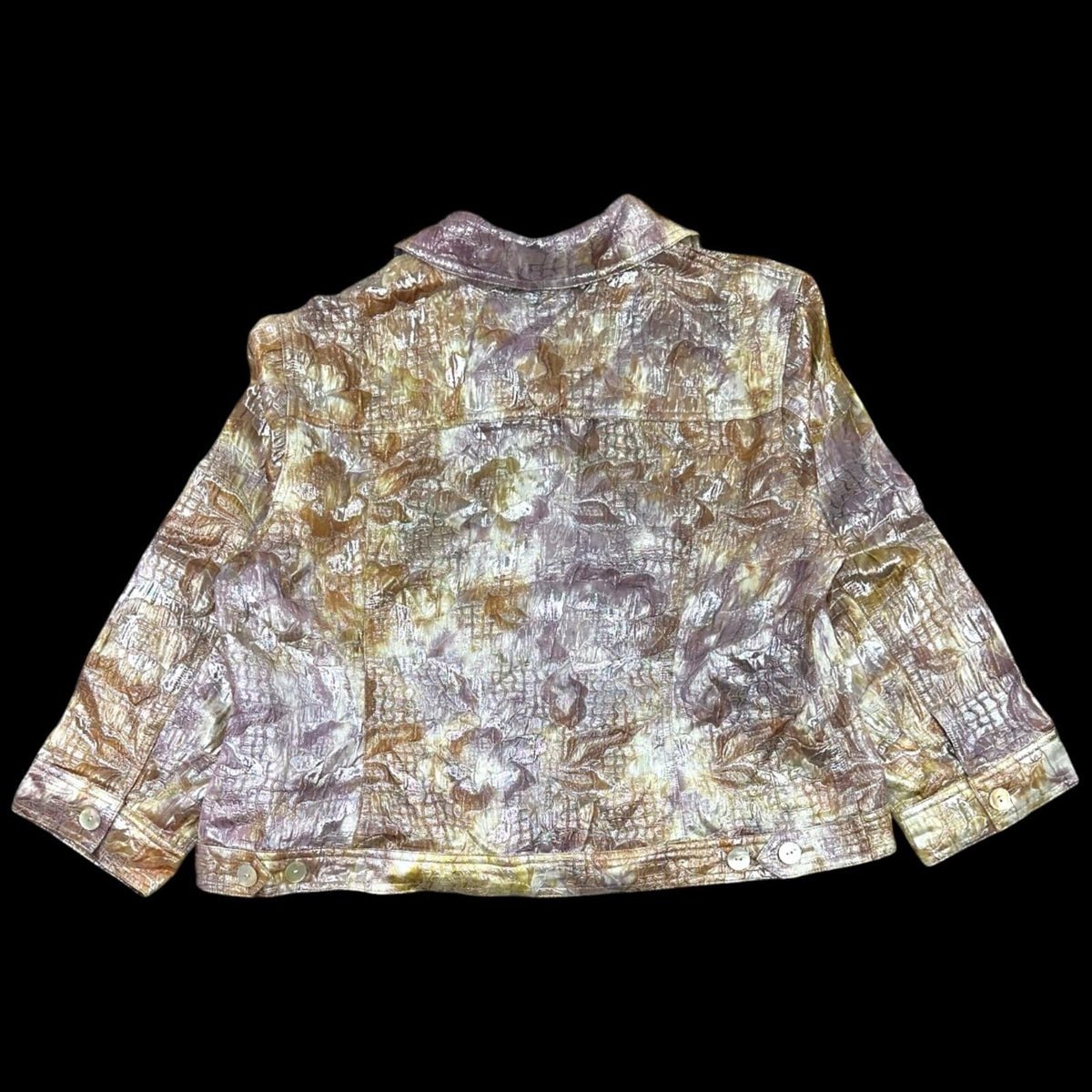 Ruby Rd. Metallic Iridescent Crinkle Texture Jacket Purple Gold Eclectic