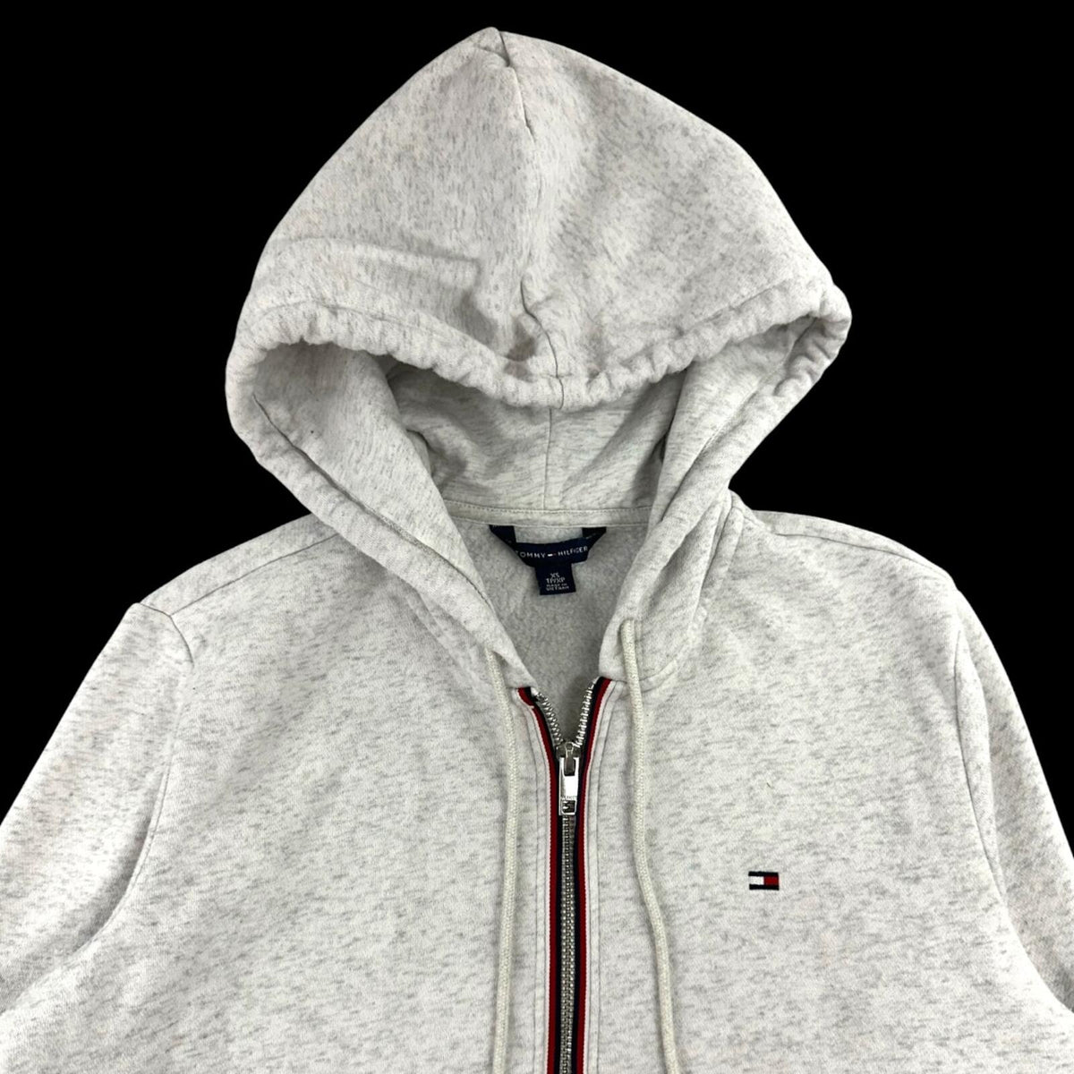 Tommy Hilfiger Light Heather Grey Zip Up Hoodie Quiet Luxury, Old Money Y2K