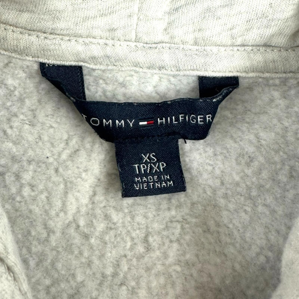 Tommy Hilfiger Light Heather Grey Zip Up Hoodie Quiet Luxury, Old Money Y2K