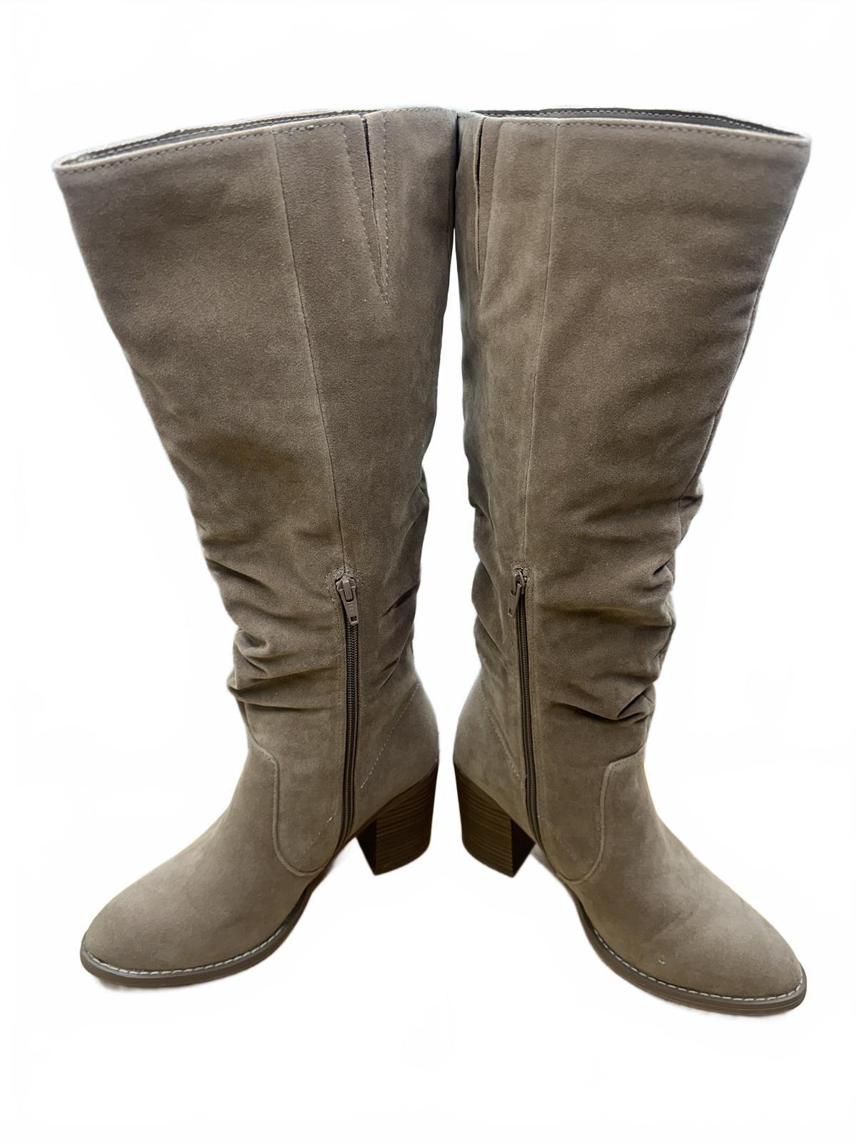 Universal Thread Taupe Suede Slouchy Knee High Boots Casual Fall Vintage