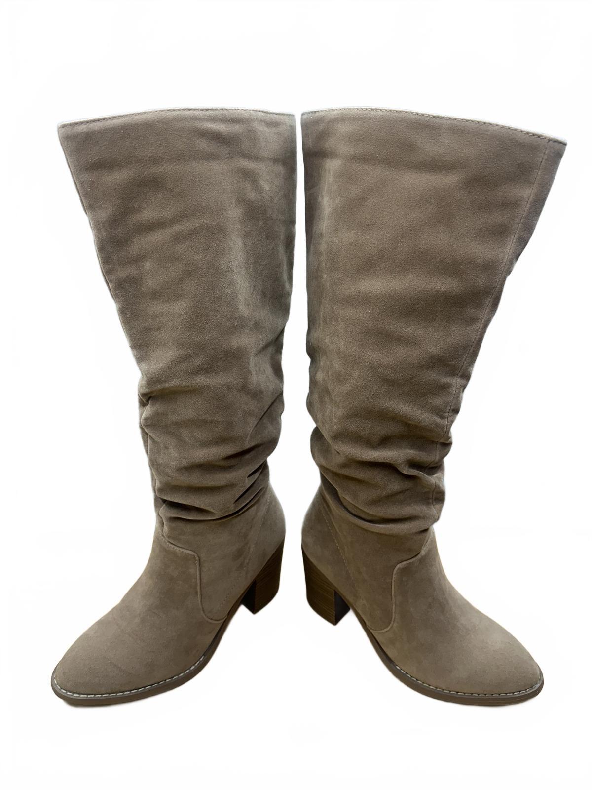 Universal Thread Taupe Suede Slouchy Knee High Boots Casual Fall Vintage