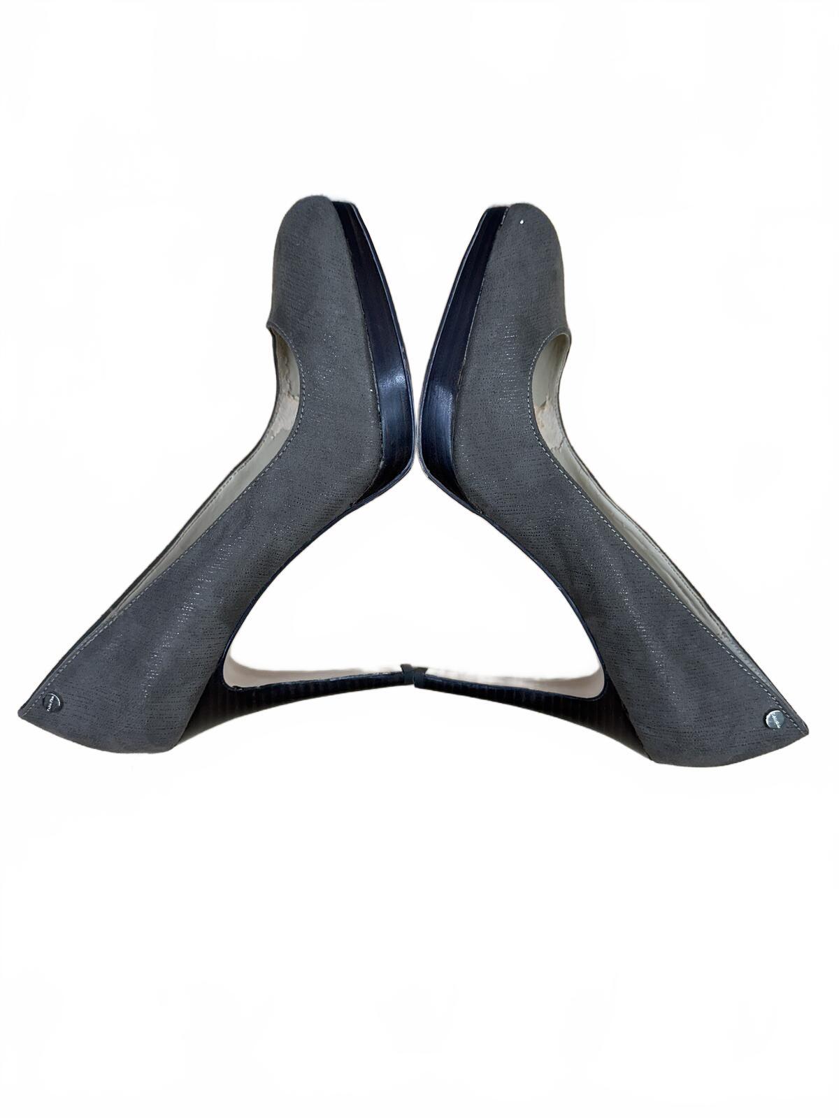 Calvin Klein Dark Gray Textured Pointed Toe Stiletto Pumps