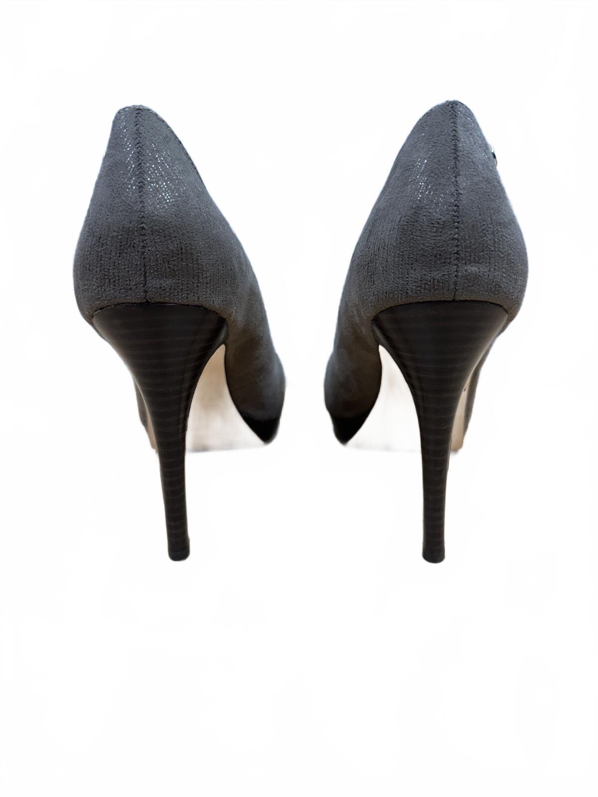 Calvin Klein Dark Gray Textured Pointed Toe Stiletto Pumps