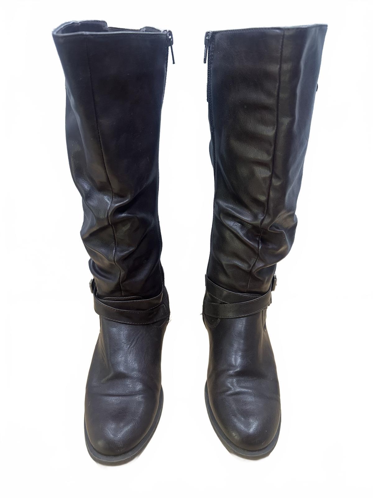 White Mountain Classic Black Leather Riding Boots