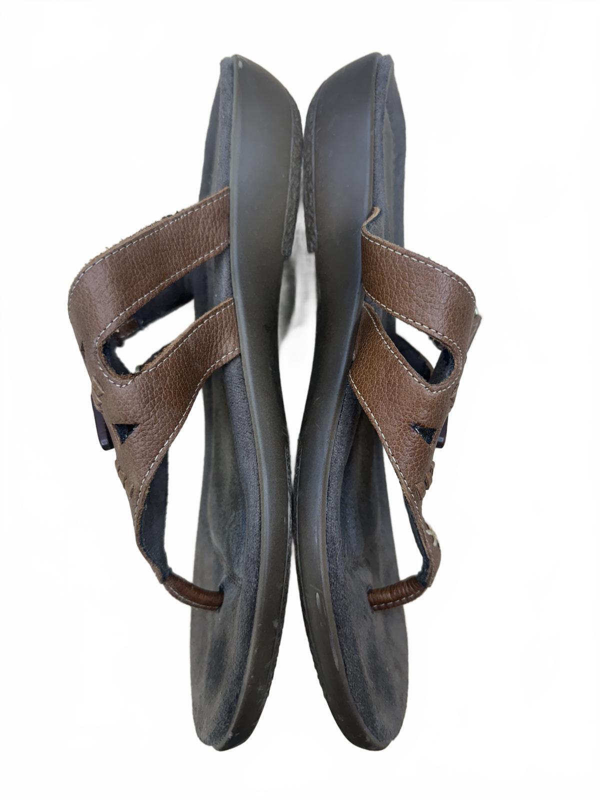 Natural Soul Brown Leather Casual Sandals Comfortable Summer Slip On