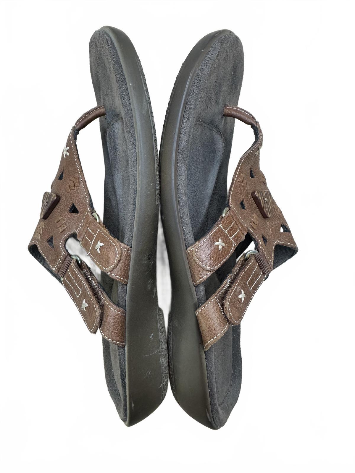 Natural Soul Brown Leather Casual Sandals Comfortable Summer Slip On