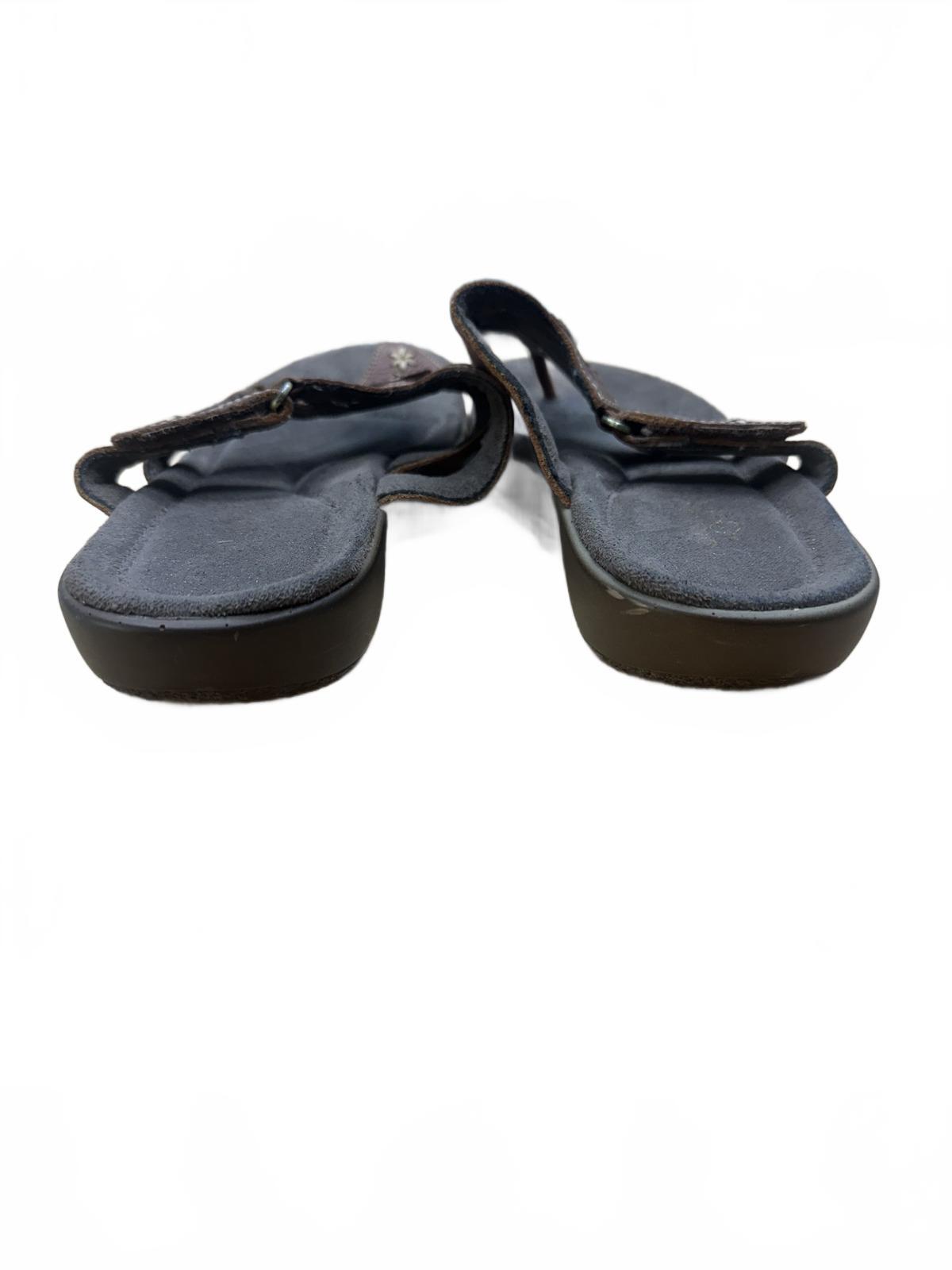 Natural Soul Brown Leather Casual Sandals Comfortable Summer Slip On