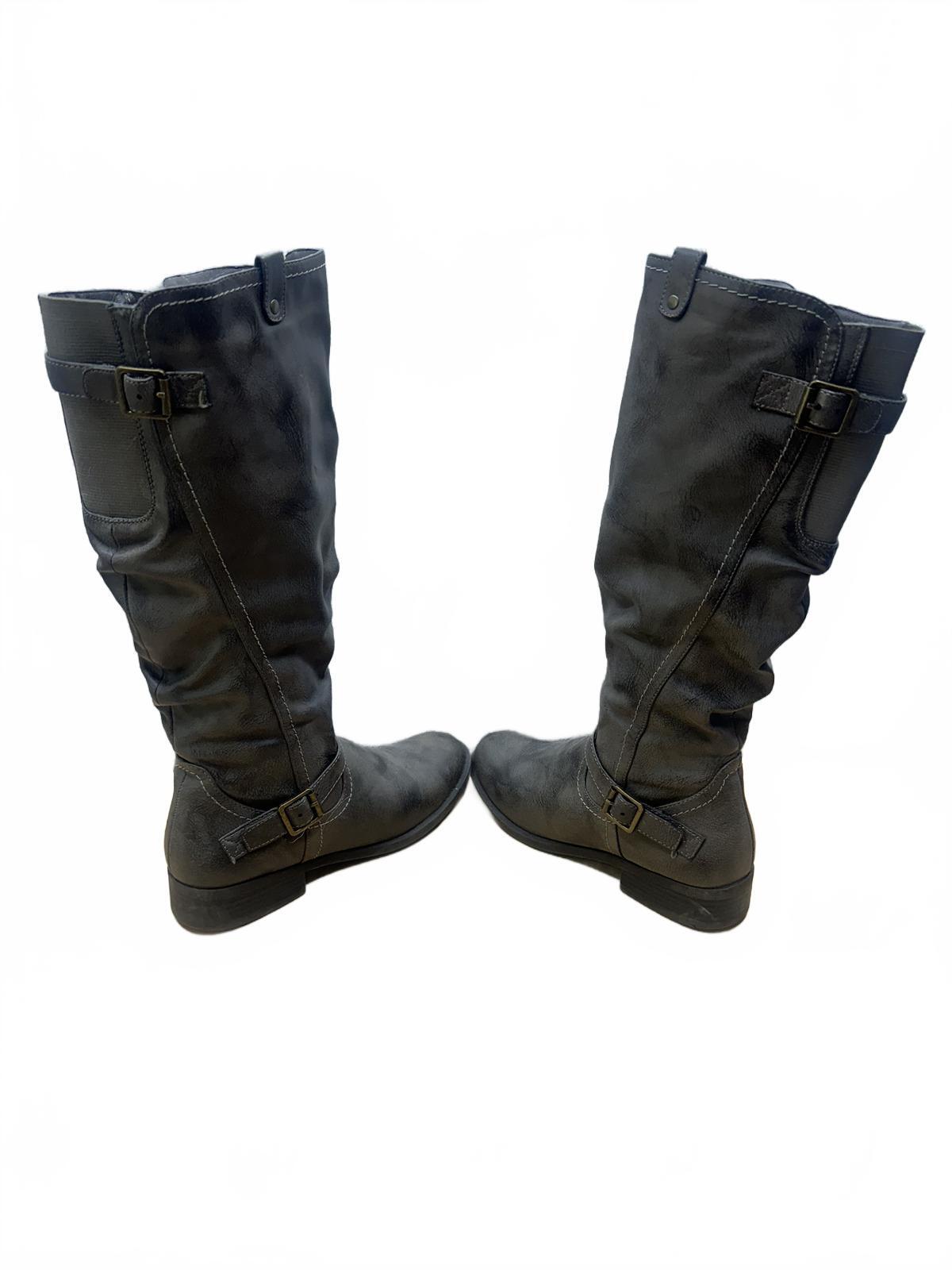 White Mountain Gray Tall Buckle Boots Vintage Casual Style Knee High Boots